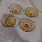 Set Of 4 Vintage 60s Blenko Glass Yellow Orange Cadmium Cabbage Leaf Sald Bowl  — photo 2