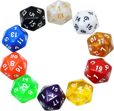 Smartdealspro 10-Pack 20 Sided Dice D20 Polyhedral Dice for DND RPG MTG Table Ga