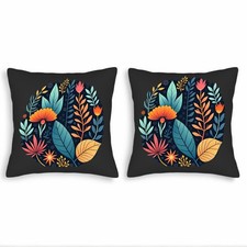 Set of 2 Decorative Throw Pillow Covers 18x18in - Vibrant Floral Design