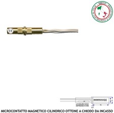 Allarme Contatto Magnetico Micro Ottone da Incasso Antifurto Infissi Non Ferrosi