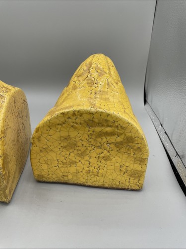 Yellow Chicken Bookends Heavy Farmhouse Terracotta Shabby Chic Distressed - Picture 5 of 11