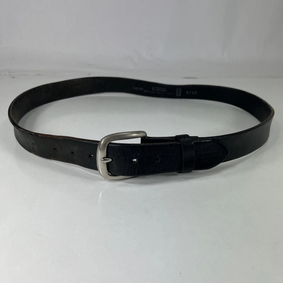 Cinturón de Trabajo Levi's Usado Negro Grano Completo Cuero - Hecho en EE. UU. - Para Hombre Talla 38/95 Foto 2 de 4