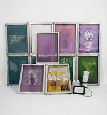 11 LARGE SILK SCREENS 23" x 31" AND EXTRAS