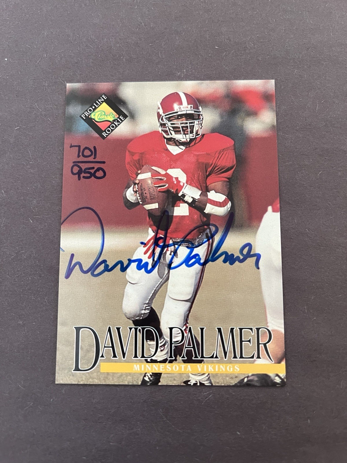 1994 Classic David Palmer Auto /950 Alabama +MINNESOTA VIKINGS