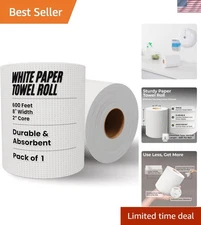 Biodegradable White Paper Towel Roll 600ft - 8in Wide, For Dispensers & Hygiene