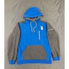 Dutch Bros Coffee Hoodie Mens Large Blue Gray Colorblock Windmill Logo Pullover