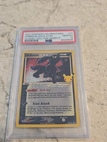 2021 Pokemon SWSH Celebrations Umbreon Gold Star Card #17/17 Graded PSA 10