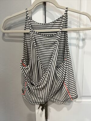 Lululemon Sz 2 stripe gray & white criss cross back | eBay