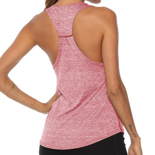 Women's Summer Solid Color Sleeveless Round-neck Split Back Sport Tank Tops - Picture 16 of 16