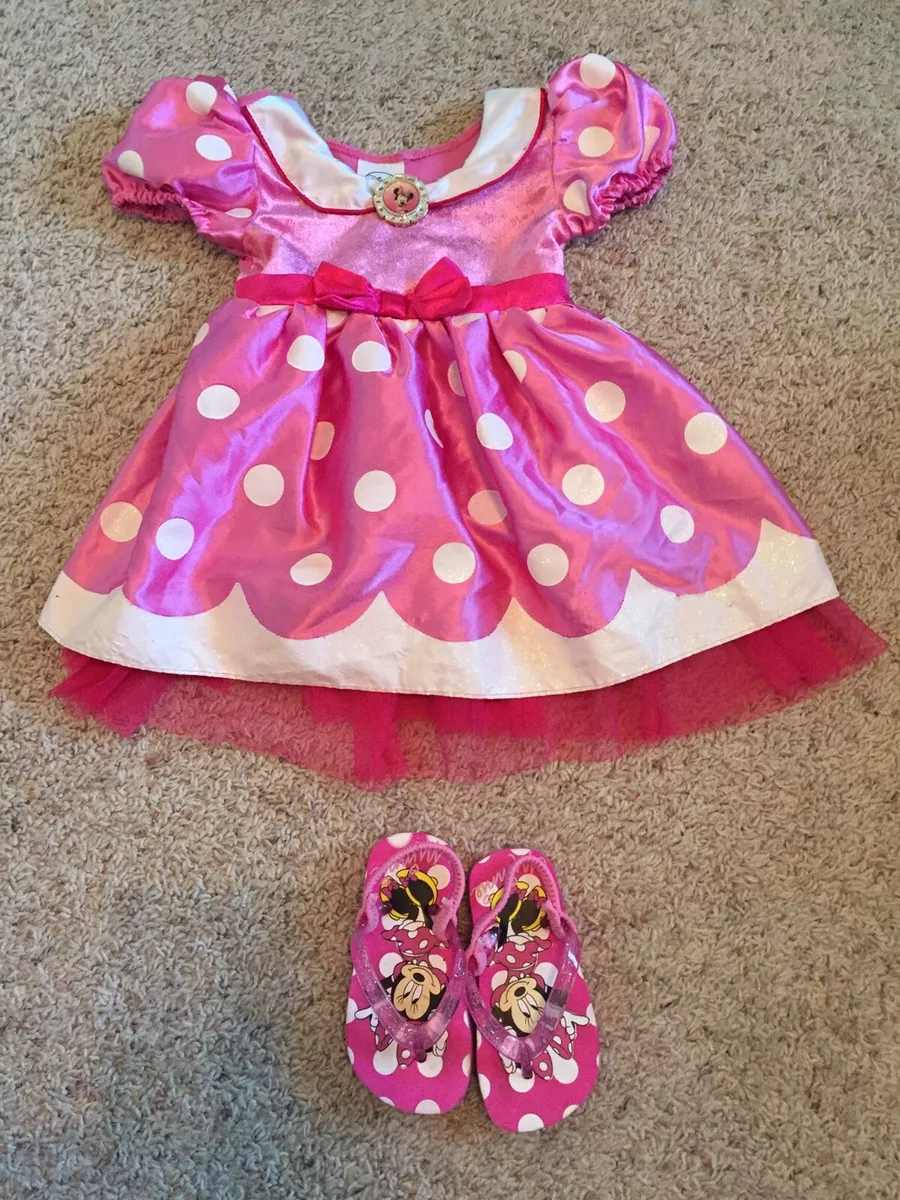 Disney Girl Size 2 Mouse Dress/ Size 5/6 Minnie Mouse Flip Flops For Plsy | eBay