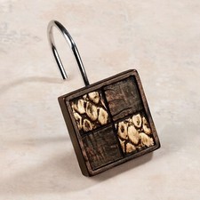 Zambia Faux Animal Print Tropical Safari Shower Curtain Hooks Set of 12