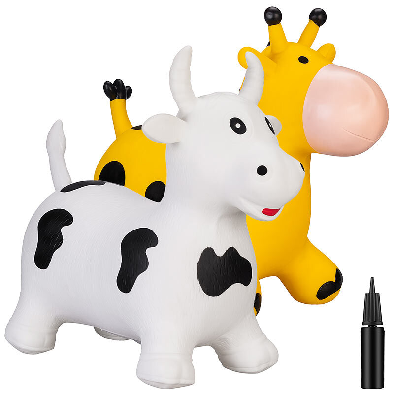 2er-Set aufblasbare Hüpftiere "Kuh" & "Giraffe",für Kinder ab 3 Jahren