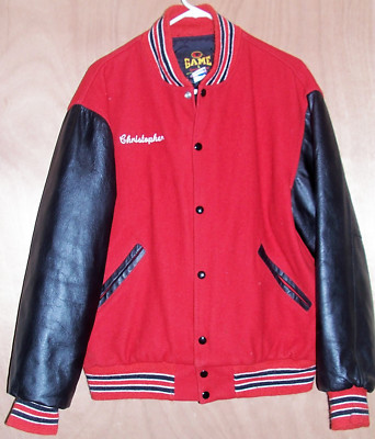 red wool varsity jacket