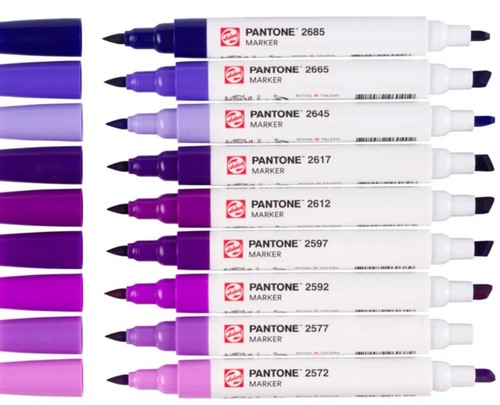 Talens 9pk Pantone Dual Tip Artist Sketch Markers Refillable Ink Purple Copic