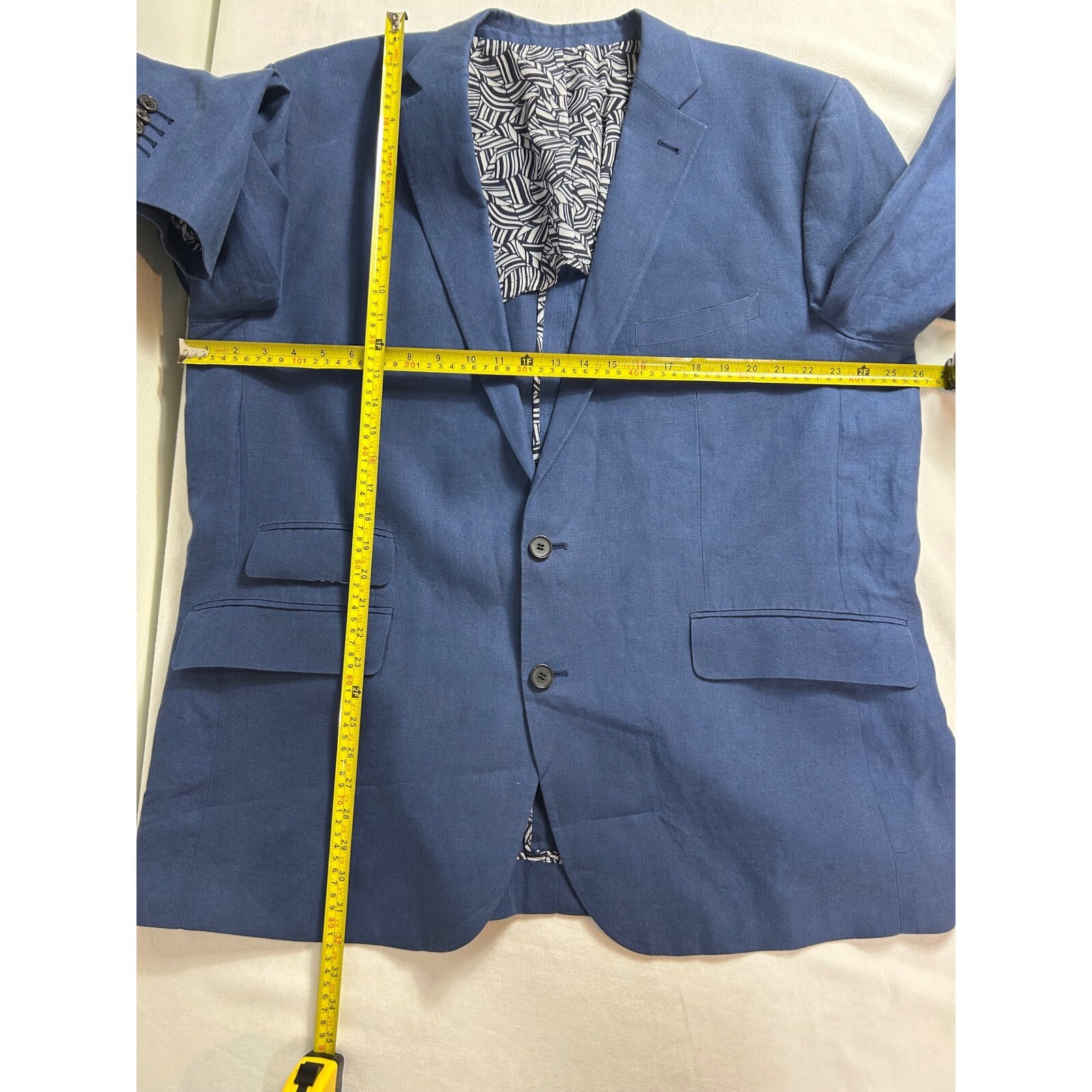 FILA Giacca cappotto sportivo blu blazer 100% puro lino Holland & Sherry Savile Row 52R