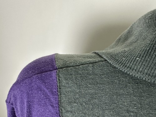 Vintage 80s Colorblock Polo Shirt Men M Long Sleeve Purple Gray Preppy Ivanhoe - Picture 8 of 12