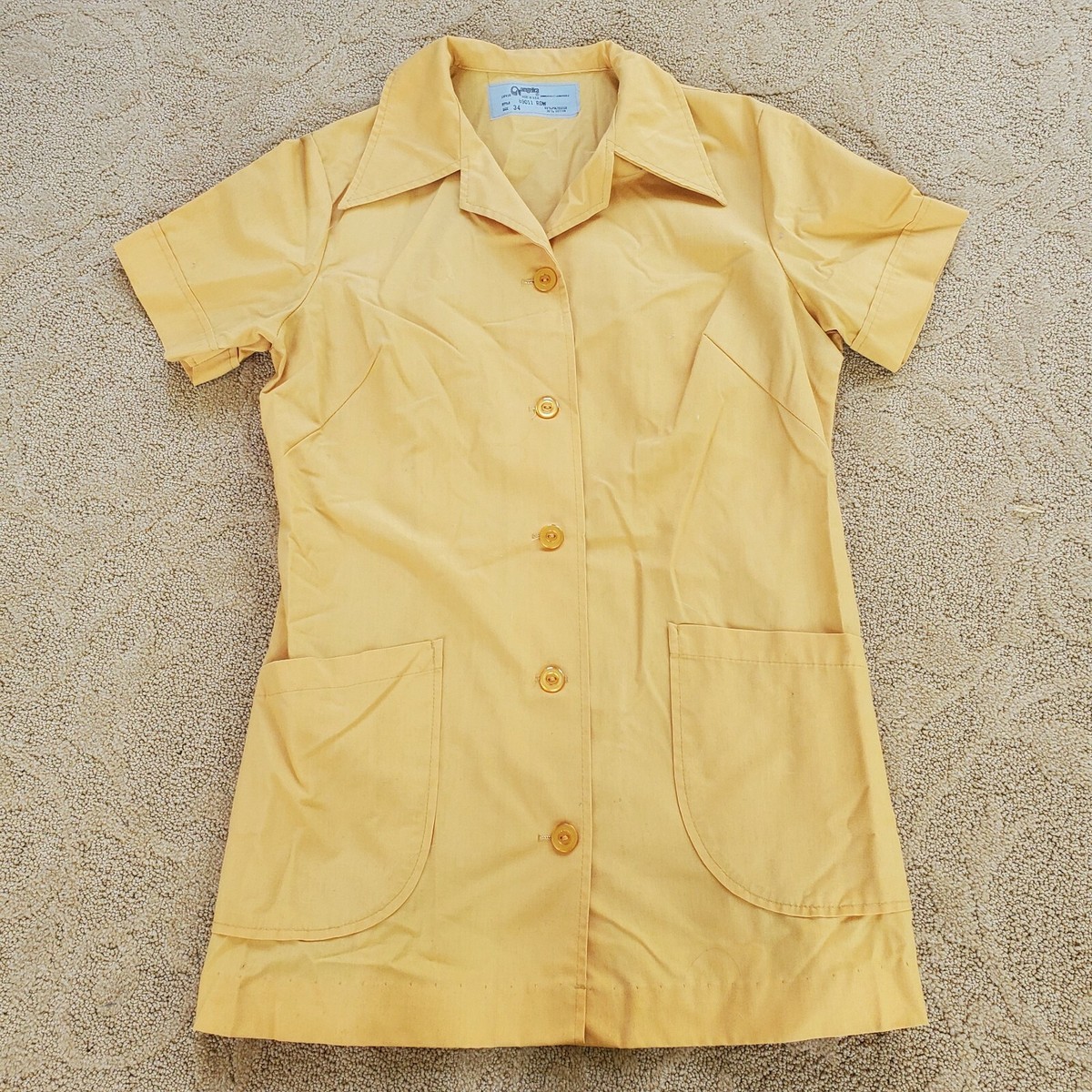 Vintage Angelica Yellow Button Front Shirt Jacket W/ Pockets