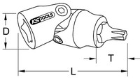"Ks Tools 1/4\" Chromeplus Gelenk-Bit-Stecknuss Torx, T8 (917.1491)"
