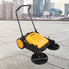 41"Hand Push Sweeper Walk-Behind Pavement Street Sweeping Tool Floor Cleaner 55L