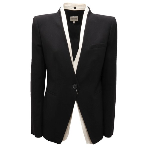 6030AC giacca donna ARMANI COLLEZIONI black/white wool jacket woman | eBay