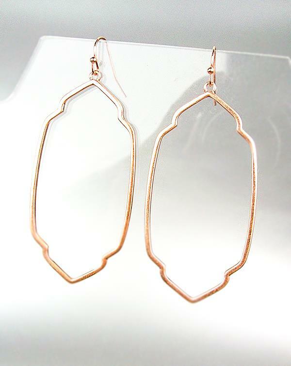 NEW Unique Artisanal Rose Gold Elongated Open Sculpted Metal