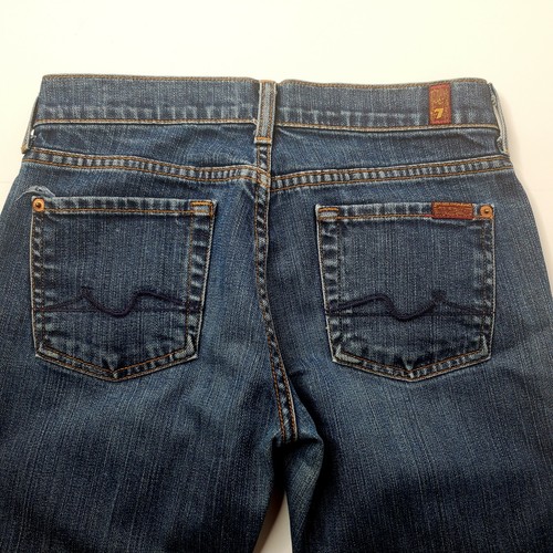 7 For All Mankind Jeans botcut femme 26 taille moyenne lavé denim détressé - Photo 4 sur 10