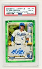 2020 BOWMAN DRAFT PROSPECT AUTO GREEN ATOMIC REF. #/99 MICHAEL MASSEY PSA 10