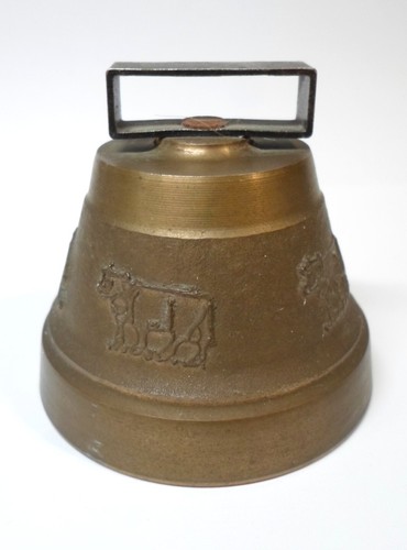 Vintage GRINDELWALD SWISS BRASS COW BELL Miniature Size 2" Tall - Picture 3 of 10