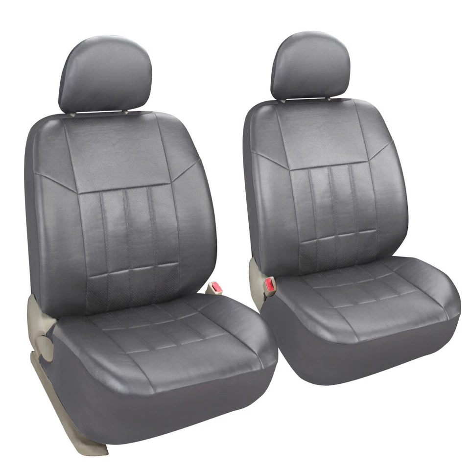 Juego de fundas de asiento de cuero sintético gris protector delantero + trasero para Honda Chevy Toyota Foto 2 de 3