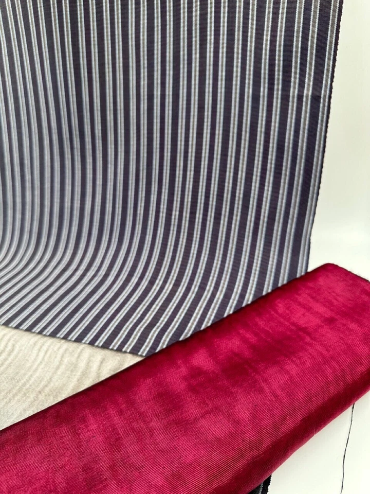 Burgundy Silk Moire By 2 Meters, Watermark Patterned Shantung. - Image 4 of 4