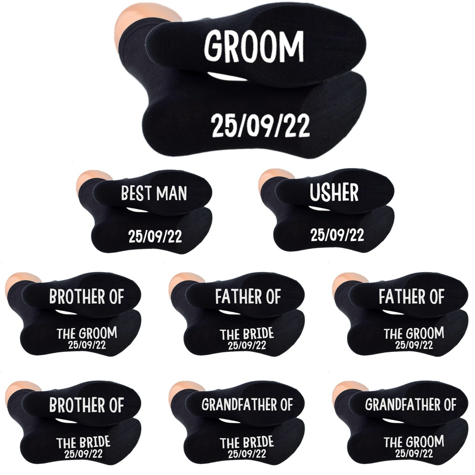 SAOLA Calzini da sposa da uomo stampa suola personalizzata data in vari ruoli N1290