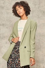 A Solid Woven Blazer Jacket Green