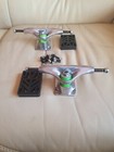 Pair of Powell Mini Logo Skateboard Trucks Risers Bolts 7.63" Powell Skate One .
