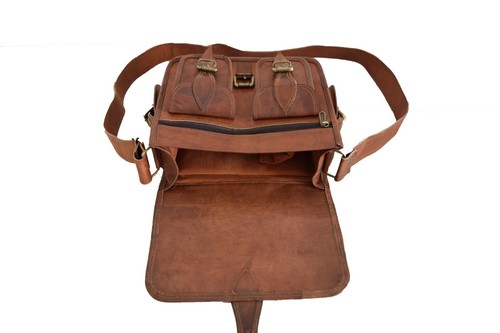 11" Leather Satchel Camera Messenger Bag DSLR SLR Padded Case Handbags Briefcase - Picture 11 of 11
