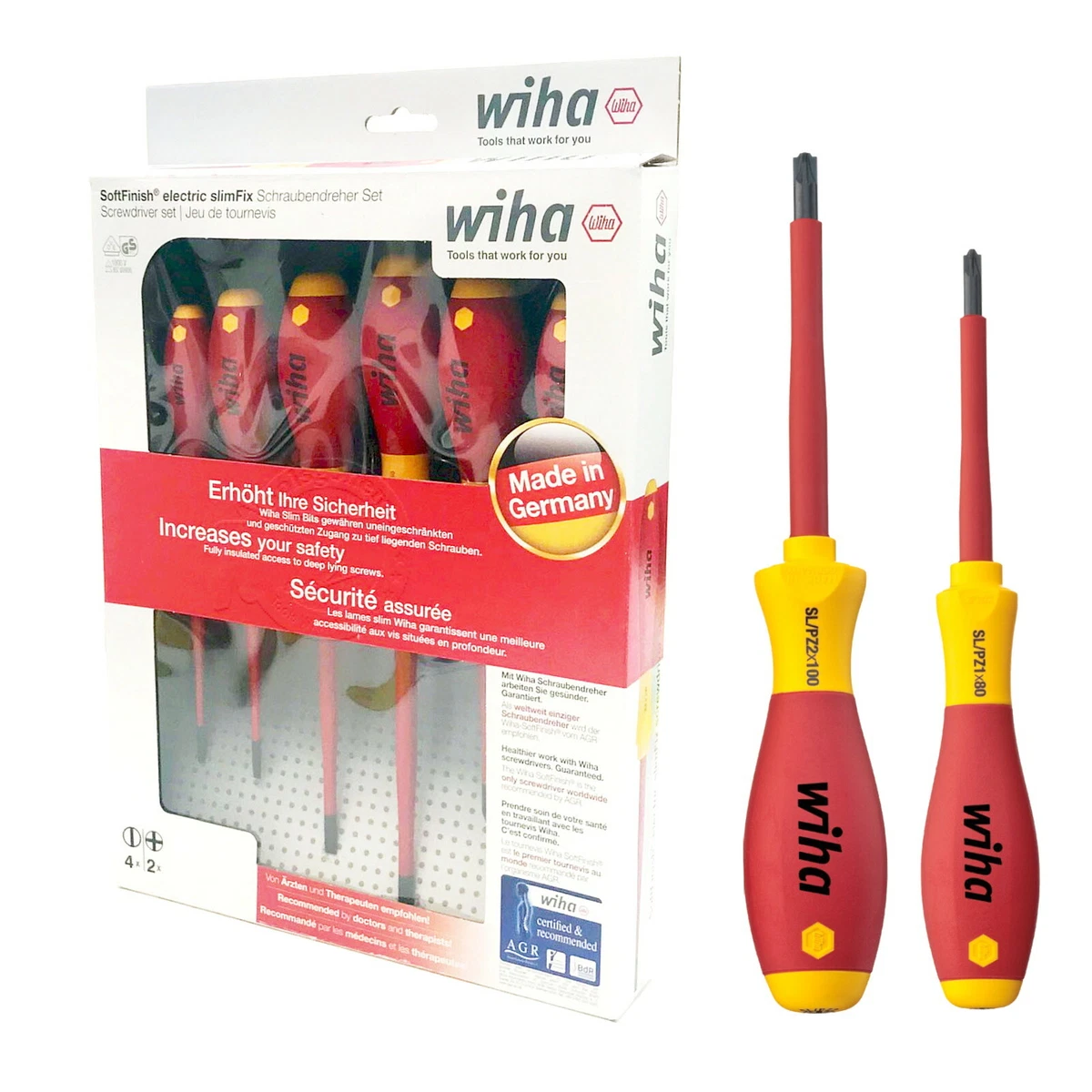 Wiha 6pc SlimFix Screwdriver Set 1000V 3201 K6 - Add SL/PZ1-2 Terminal  Drivers