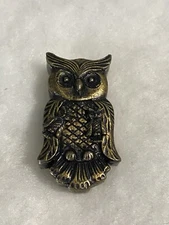 TORINO  Owl Brooch/Trinket Box w/ Tiny Owl Earrings Preowned Pewter.