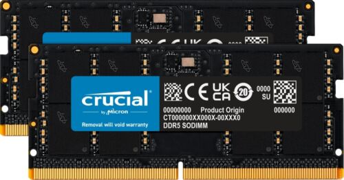 NEW Crucial 64GB (2 x 32GB) 262-Pin DDR5 5600MHz PC5-44800 SO-DIMM Laptop Memory - Afbeelding 1 van 13