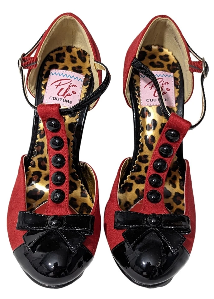 Zapatos de salón Pleaser Pin Up Couture con correa en T mini lazo tacones altos para mujer talla 5 Smitten 10 Foto 4 de 4