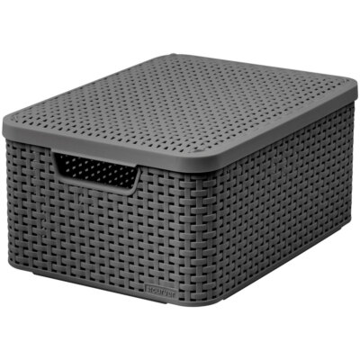 Curver Aufbewahrungsbox Deckel Ordnungsbox Kiste NATURAL STYLE GRAU Rattan L