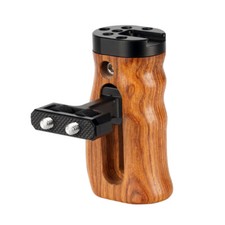 NICEYRIG Universal Side Adjustment Wooden Handle Grip with Cold Shoe for Camera