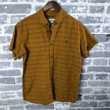 Duck Camp Shirt Men Medium Brown Button Short Sleeve Hunting Outdoor Logo Pocket