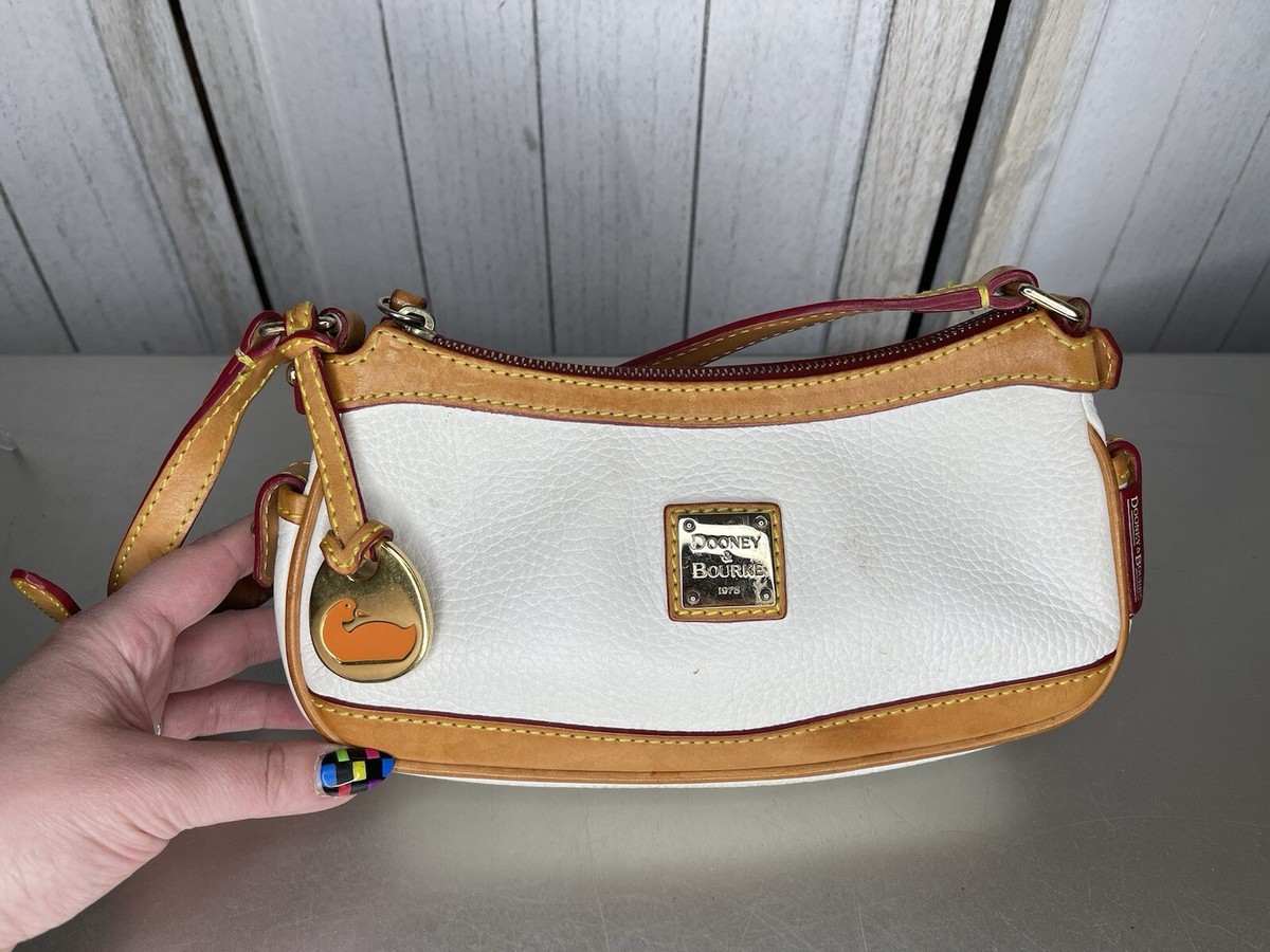 Vintage Dooney and Bourke White Tan Leather Hobo Baguette  Dooney & Bourke Claremont Bag - Ivory/Cream Tan Tr main image 0