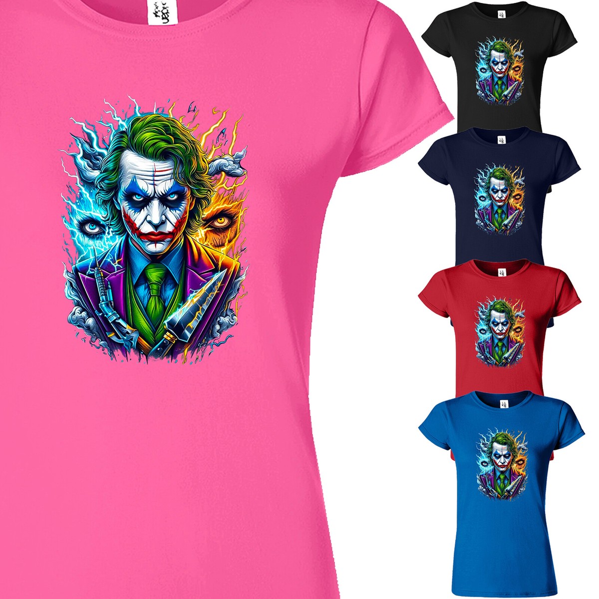Funny Horror Eyes Joker Womens Short Sleeve t-Shirt USA New Graphic New  Gift Tee