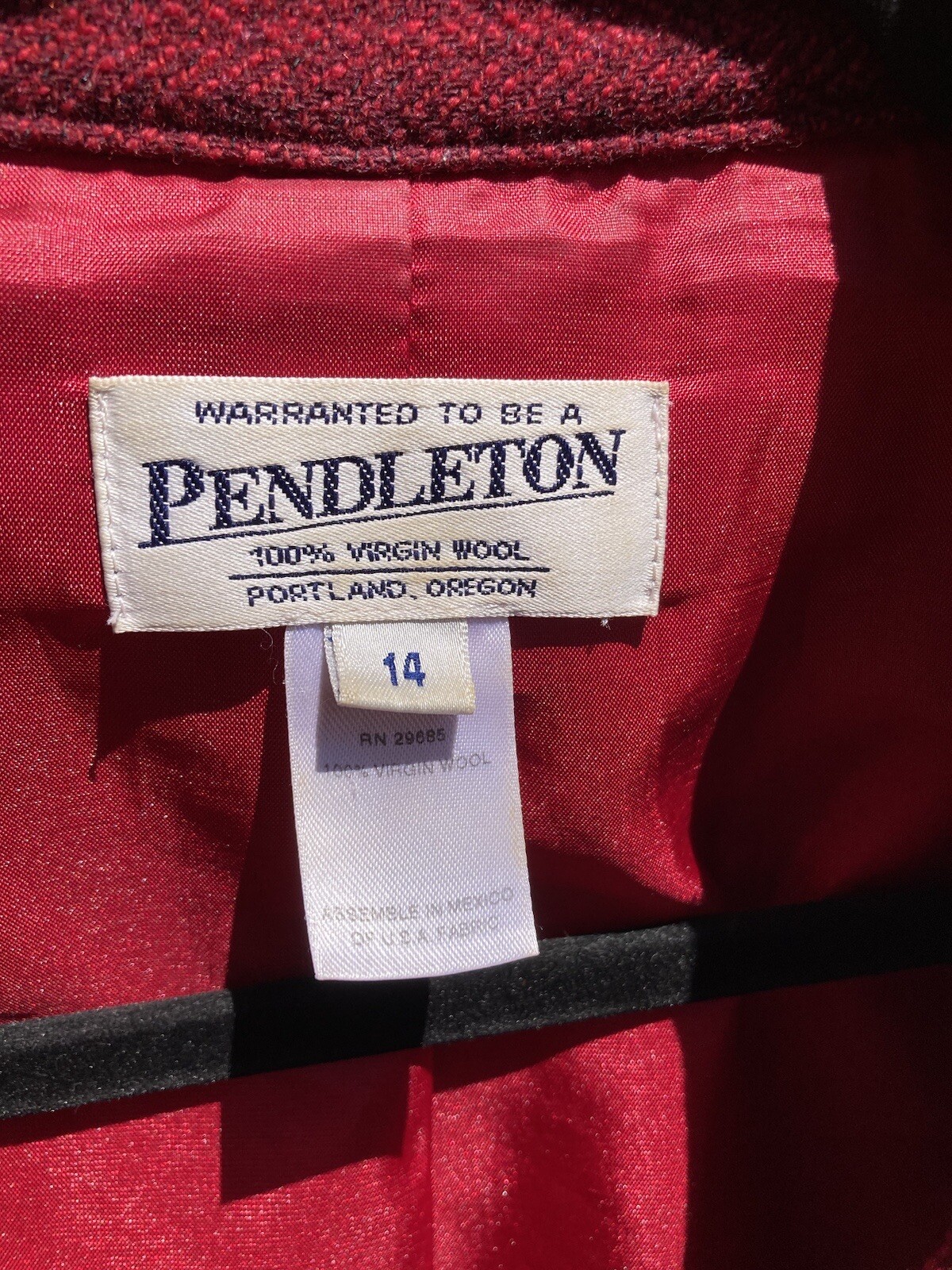 Women's Pendleton Red Solid Overcoat 14 Lined Vir… - image 9