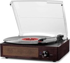 Record Player Turntable with Built-in Bluetooth Receiver  2 Stereo Speakers