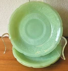 Set of 3 Anchor Hocking Alice Jadeite Fire King Saucer Plates Jade Ite Green