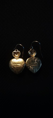 Vintage Signed TRIFARI Red Heart Dangle Earrings - Picture 3 of 4