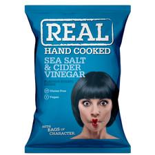 Real Crisps Sea Salt And Cider Vinegar Crisps Snacks 24 x 35g Packs