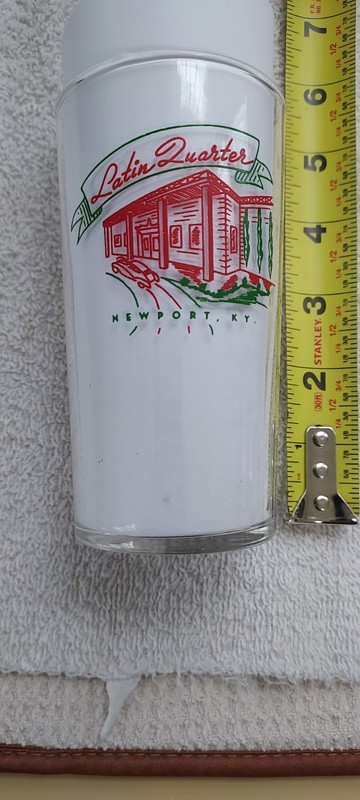RARE LATIN QUARTER *ILLEGAL GAMBLING* NEWPORT KENTUCKY DRINK GLASS 4 3/4" *NM*