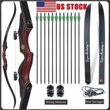 Archery 60" Takedown Recurve Bow Arrows Set 30-50lbs Wooden Riser Hunt Shooting